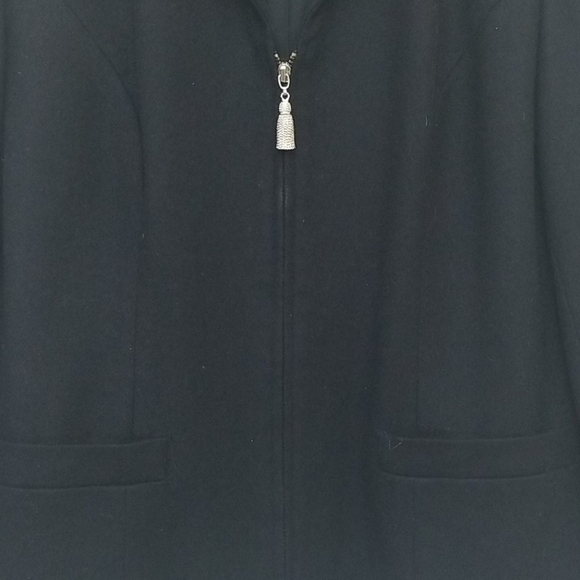 Black Wool Zipper Blazer Size 8 - Picture 2 of 4